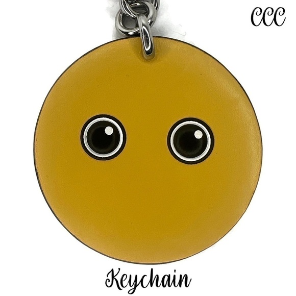 😃Coach Emoji Speechless Eyes Yellow Circle Coin Bag and Keychain Set NWT - Picture 8 of 12